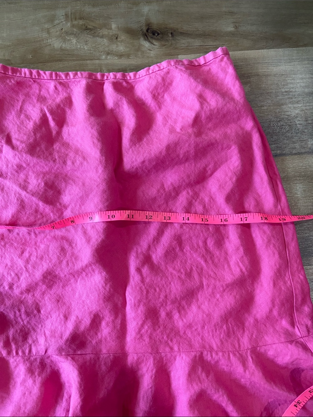 Pink Ruffle Hem Linen Skirt - Picture 4 of 6